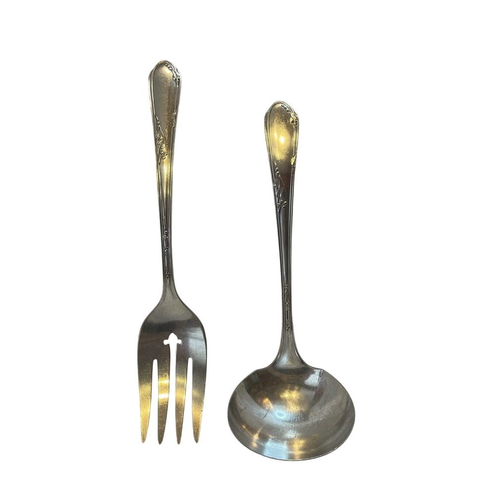 Wm A Rogers Silver Plated Serving Fork and Ladle Oneida Ltd
